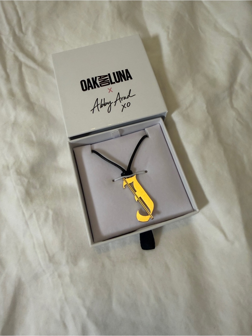 Oak and Luna Gothic Letter Necklace Pendant NIB
